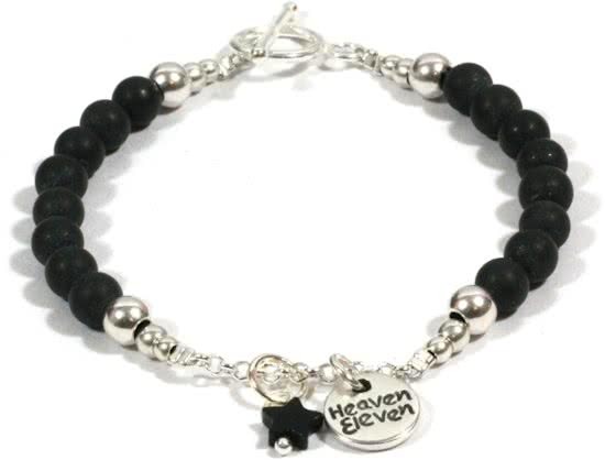 Heaven Eleven dames Armband onyx matte - zwart ster