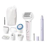 Panasonic ES-EYL9-P503 Nat en Droog Draadloze Epilator voor Wenkbrauwen/Gezichtshaar voor Vrouwen, Verwijdert Korte Haartjes, 3 Snelheidsstanden, Incl. Voetverzorging & Bikinilijntrimmer, Wit/Lila
