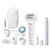 Panasonic ES-EYL9-P503 Nat en Droog Draadloze Epilator voor Wenkbrauwen/Gezichtshaar voor Vrouwen, Verwijdert Korte Haartjes, 3 Snelheidsstanden, Incl. Voetverzorging & Bikinilijntrimmer, Wit/Lila