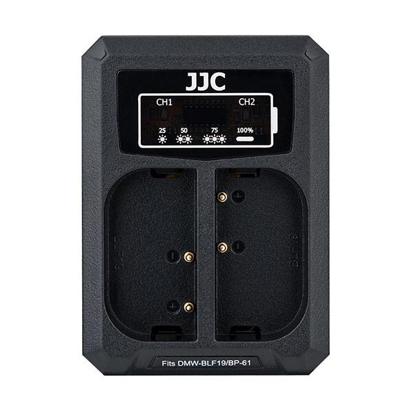 JJC USB Dual Battery Charger met ingebouwde USB-kabel voor Panasonic DMW-BLF19, Sigma BP-61 en B-DMWBLF19