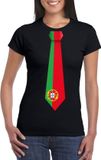Bellatio Decorations Shoppartners Bv Zwart t-shirt met Portugese vlag stropdas dames - Portugal supporter M