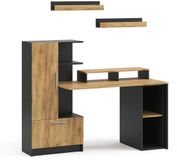Vicco Bureau Tomy, Antraciet/Goudkleurig Eiken, 150 x 59 cm