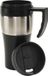 Merkloos / Sans marque Inspirion Gmbh Thermosbeker/warmhoudbeker met handgreep - zilver/zwart - 400 ml - Dubbelwandig - Schroefdop