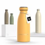 LARS NYSØM Ren Roestvrijstalen drinkfles 350ml - BPA-vrij geïsoleerde waterfles 0,35 Liter (Mustard Yellow)