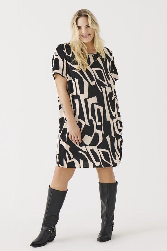 ONLY CARMAKOMA Carlux Life Ss Tunic Dress Wvn Noos Dames Mini Jurk Zwart 54