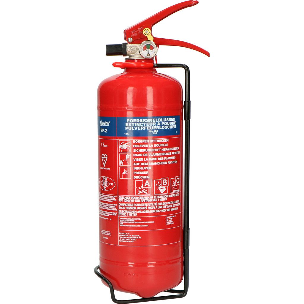 Alecto BP-2 Brandblusser - 2kg Poederblusser - ABC - Incl. Ophangbeugel