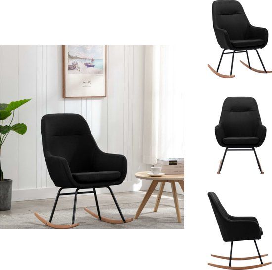 vidaXL Schommelstoel Loungestoel - 61 x 80.5 x 89 cm - Zwart - Stof