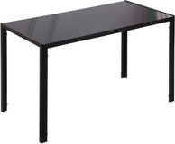 HOMCOM Eettafel Metaal Glas Zwart 120x60x75 cm