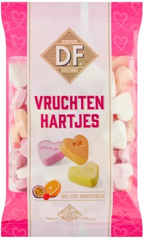 DF - Vruchtenhartjes - 1 x 200 gram - Valentijn cadeautje voor vrouwen en Mannen - Valentijn decoratie - Cadeau - Valentijnsdag love you - Snoep - Snoepgoed