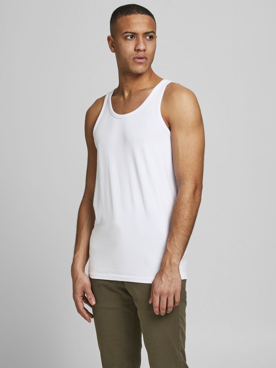 Jack & Jones Tanktop - White - Men's - Size M - Cotton Blend