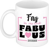 Bellatio Decorations Naam mok Fay - Lichtroze - Fabulous - Keramiek - 300 ml