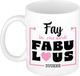 Bellatio Decorations Naam mok Fay - Lichtroze - Fabulous - Keramiek - 300 ml