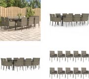 vidaXL 11-delige Tuinset met kussens, polyrattan, zwart en grijs