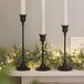 Lights4fun Set van 3 zwarte kaarsenhouder voor taps toelopende kaarsen Halloween decoratie Moderne kaarsenhouder van metaal Halloween tafeldecoratie kaarsenhouder voor taps toelopende kaarsen