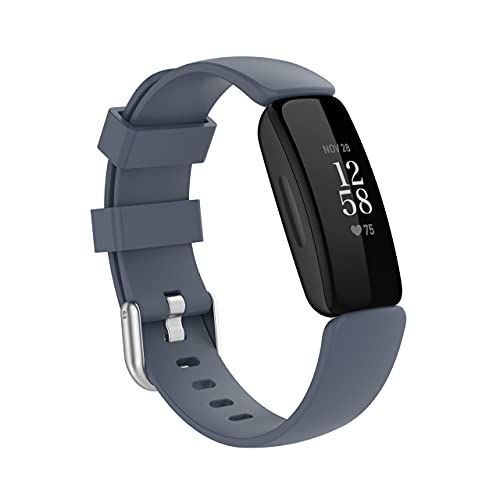Qubix Sportbandje met gesp - Grijs - Maat: Small - Compatibel met Fitbit Inspire 2 & Ace 3