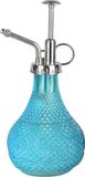 Esschert Design plantenspuit/vernevelaar - glas - caribbean blauw/zilver - 20.5 cm