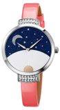 Montre pour femme avec boîtier en acier et bracelet en cuir