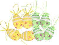 Koopman International Oeufs de Pâques décoratifs à suspendre - 12x pièces - vert/jaune - polystyrène - 6 cm