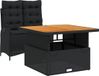 vidaXL 2-delige Tuinset met Kussens, Zwart, Polyrattan