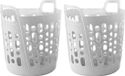 Sans marque Panier à linge flexible - 2x - blanc - 45 litres - plastique - 41 x 44 x 48 cm