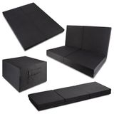 Sleezzz CloudComfort Dubbel vouwmatras voor gasten, 140 x 195 cm, 6-delig, zwart