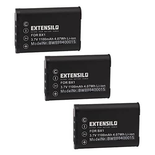 EXTENSILO 3 x batterijen, compatibel met Sony Cybershot DSC-RX100 V, DSC-RX100 VI camera, digitale reflexcamera (1100 mAh, 3,7 V, Li-Ion)