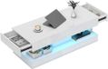HOMCOM Table basse blanc laqué avec éclairage LED et 2 tiroirs