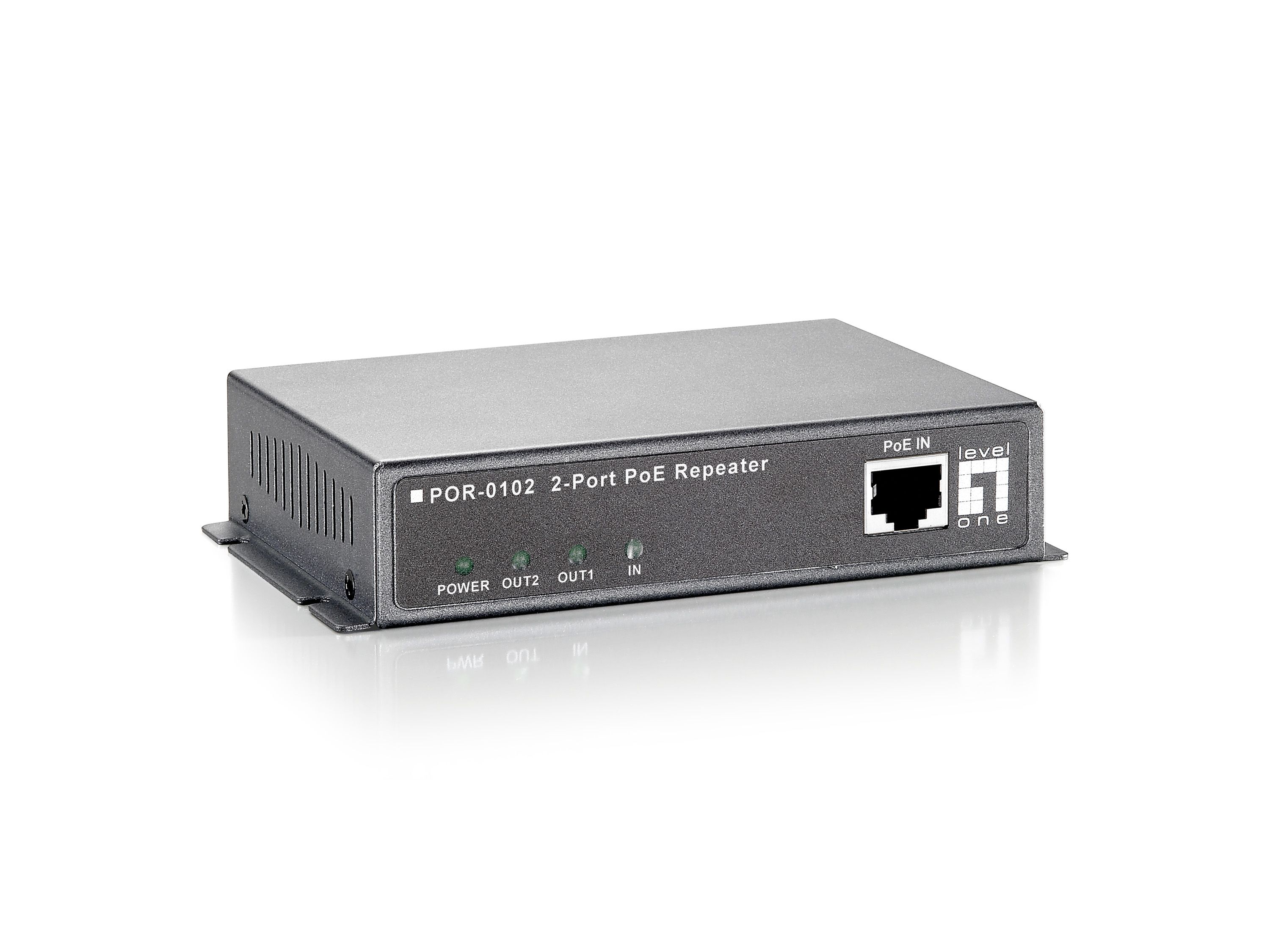 LevelOne PoE Repeater - 2 Ports - Cascadable - Black