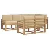 vidaXL - Buiten - bank - set - 7 - st - Wit - en - Beige - Polyester