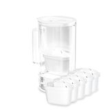 Wessper Waterfilterkan Glazen met LED-indicatorr, 2 liter, 5 filter - Wit