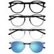 Opulize 4-Pack Reading Glasses with Sun Reader, Large Round, Black, Grey, Transparent, Men, Women, RRRS60-17CC +1.50