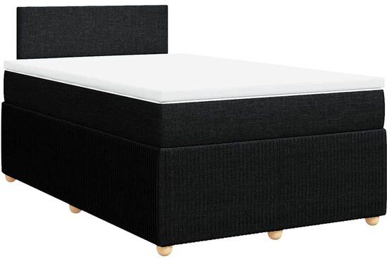 vidaXL Boxspring met matras stof zwart 120x200 cm