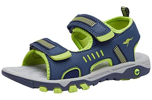 KangaROOS Unisex K-Logo Sneakers - Blauw Dark Navy Lime - Maat 28