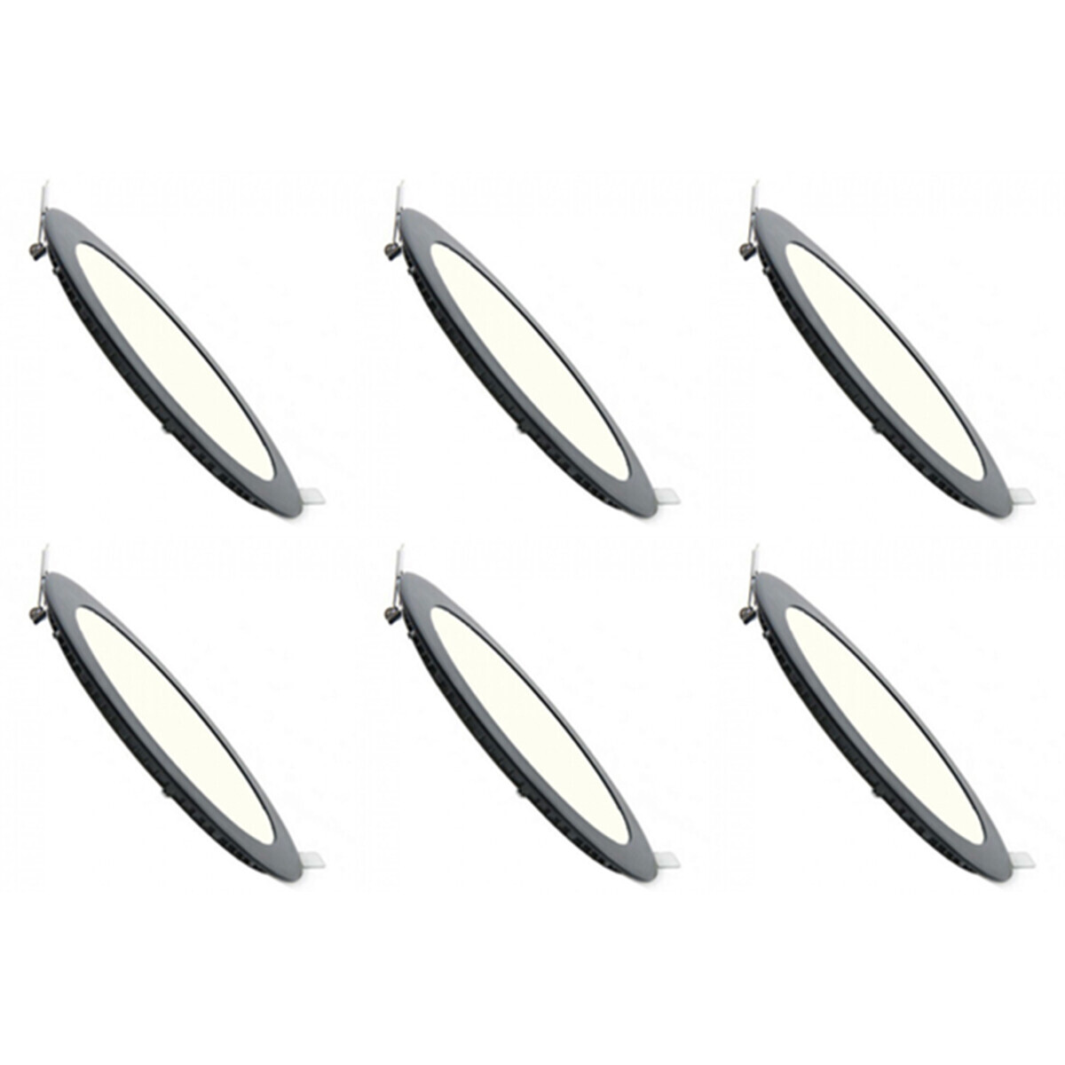 BES LED LED Downlight Slim 6 Pack - Inbouw Rond 3W - Natuurlijk Wit 4200K - Mat Zwart Aluminium - Ã˜90mm