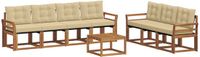 vidaXL - Bank loungeset - 7 zitplekken - Acacia hout - Natuurlijk en beige