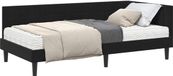 vidaXL Hoekbedframe met Matras Zwart Fluweel 100 x 200 cm