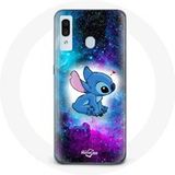 Maniacase Samsung Galaxy A40 Hoesje Stitch Ohana Quote Gekleurde ruimte