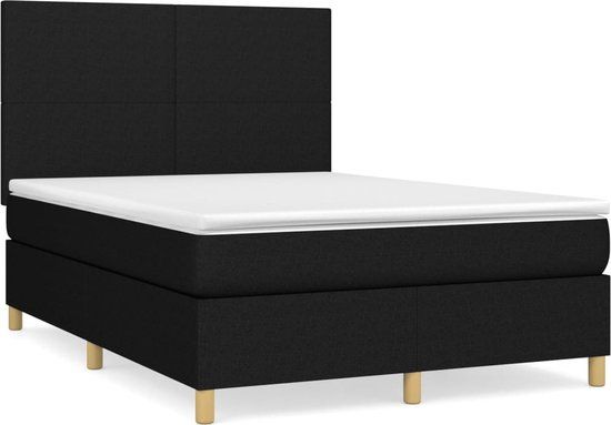 vidaXL Boxspring met matras stof zwart 140x200 cm