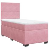vidaXL Boxspringbed met matras, fluweel, roze, 90x200 cm