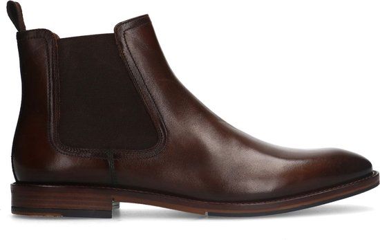 Manfield - Heren - Bruine leren chelsea boots - Maat 43