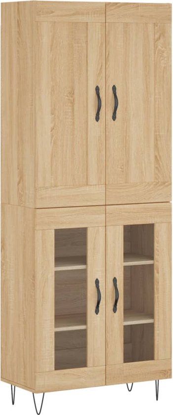 vidaXL Hoge kast 69,5x34x180 cm bewerkt hout sonoma eikenkleurig