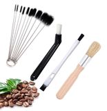 Brosse de nettoyage Lot de 4 pièces - Brosse en bois/plastique - Brosse de tube - Nettoyage machine à café - Brosse à expresso - Long manche - Brosse à café