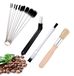 Brosse de nettoyage Lot de 4 pièces - Brosse en bois/plastique - Brosse de tube - Nettoyage machine à café - Brosse à expresso - Long manche - Brosse à café