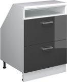 Vicco R-Line Keukenkast voor schuine wand – 60 cm met 2 laden, kastromp 60 cm diepte Antraciet Hoogglans