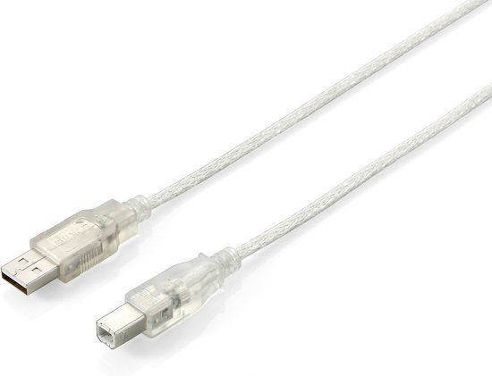 Equip USB A to USB B Cable - 3m - Silver/Transparent