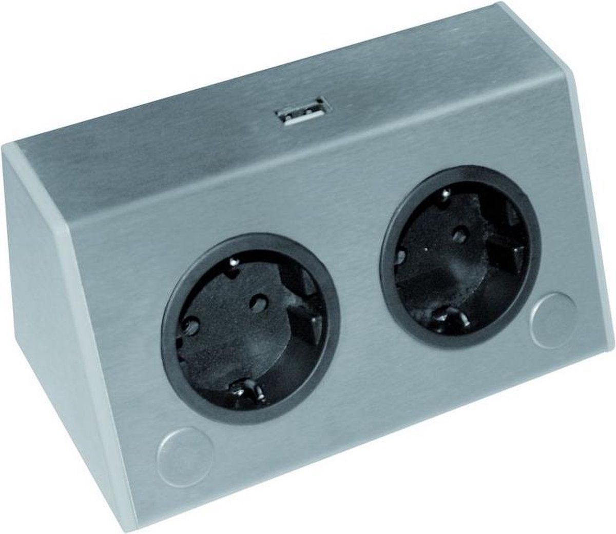 Thebo Stekkerdoos roestvrij staal 2x stopcontact en usb lader - EAN: 4049577147615