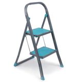 Beldray LA023957TQ 2 Step Ladder with Non-Slip Steps, Outdoor/Indoor, Strong Steel, Durable and Sturdy, Safety Clip, Approx 2 Metre Reach Height, Turquoise / Grey