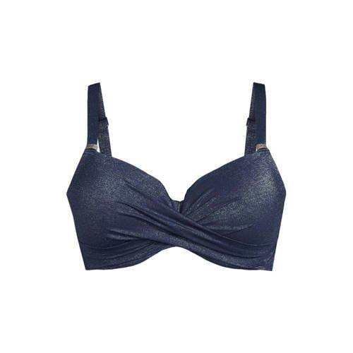 BEACHWAVE Curve voorgevormde beugel bikinitop met lurex donkerblauw
