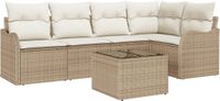vidaXL Tuinbank Set 6-delig Beige Polywood met Kussen Inclusief Tafel