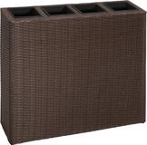 vidaXL Plantenbak verhoogd met 4 potten poly rattan bruin